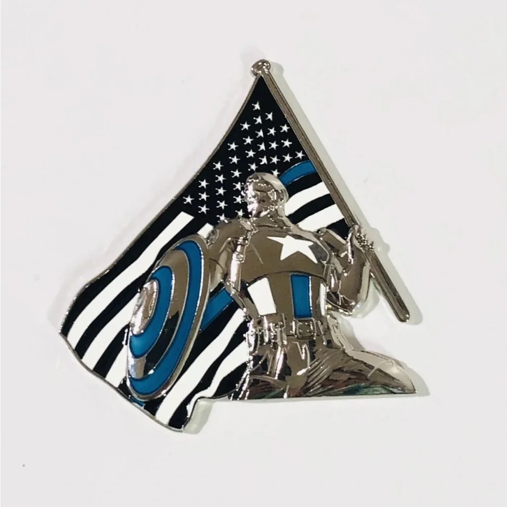 Captain America Thin Blue Line Superhero's LEO Challenge Coins Serial #064